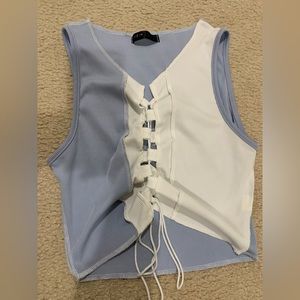 Blue white crop top